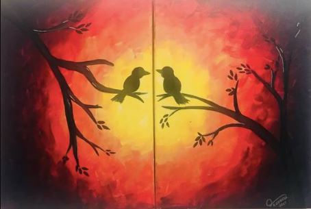 Paint Nite Love Birds Couple Painting Class in NYC Yaymaker